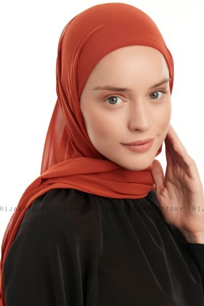 Sahar - Baksteenrood One Piece Chiffon Hijab