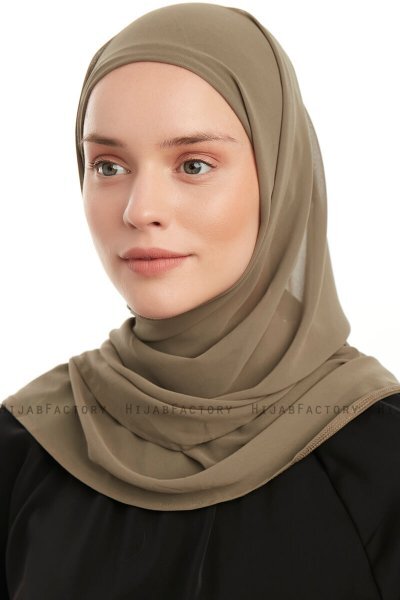 Sahar - Olijfgroen One Piece Chiffon Hijab