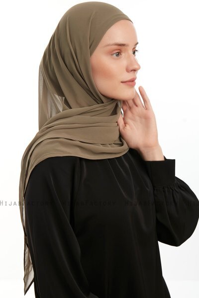 Sahar - Olijfgroen One Piece Chiffon Hijab