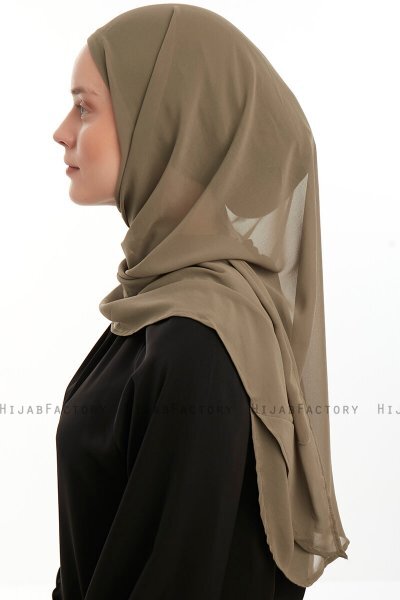 Sahar - Olijfgroen One Piece Chiffon Hijab