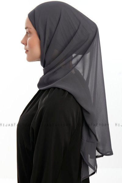 Sahar - Anthracite One Piece Chiffon Hijab