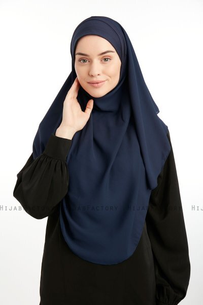Bengi - Marineblauw Micro Krep Turban Hijab