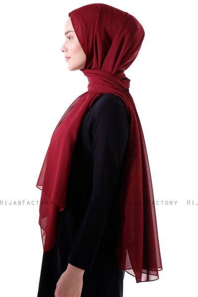 Hadise - Donker Bordeaux Chiffon Hijab