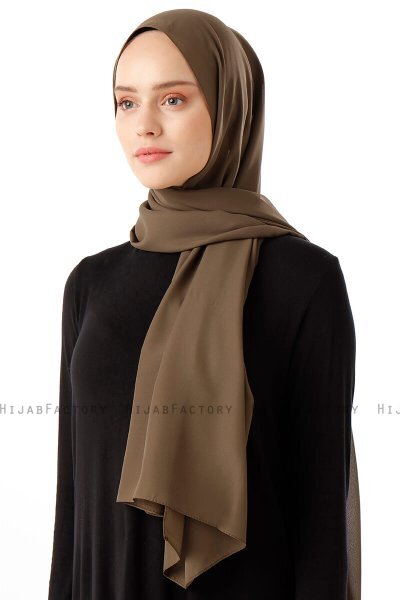 Hadise - Donker Khaki Chiffon Hijab