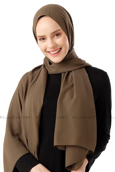 Hadise - Donker Khaki Chiffon Hijab