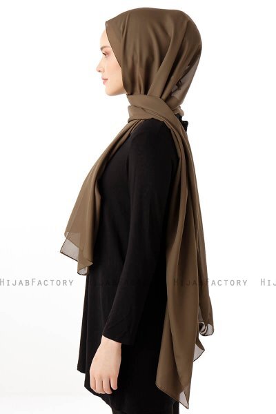 Hadise - Donker Khaki Chiffon Hijab