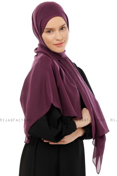 Esra - Donkerpaars Chiffon Hijab