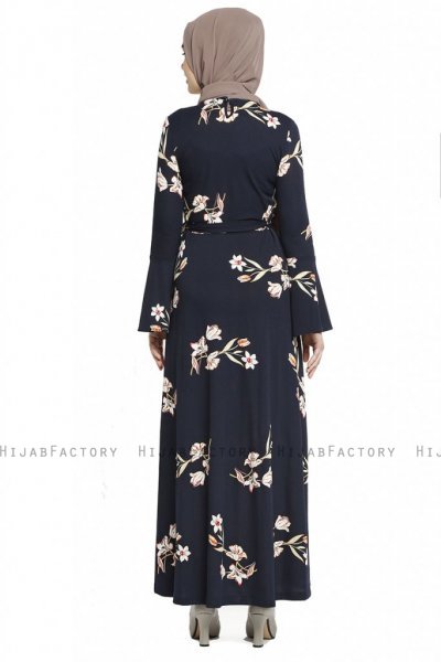 Naima - Marineblauw & Zalm Jurk