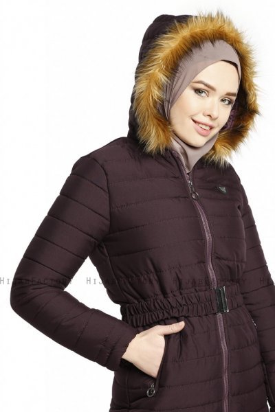 Yeliz - Purper Lange Jas Met Capuchon