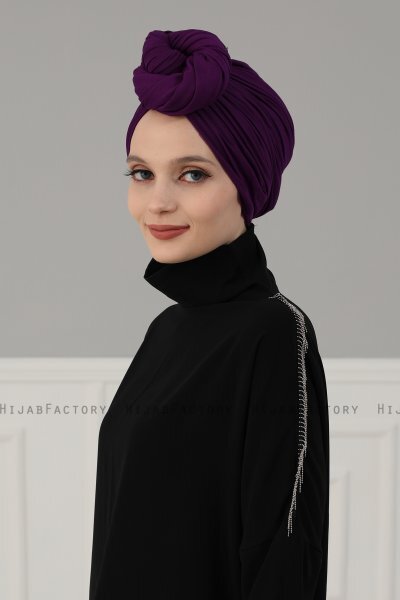 Amy - Purper Katoen Turban - Ayse Turban