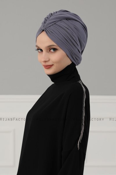 Amy - Grijs Katoen Turban - Ayse Turban