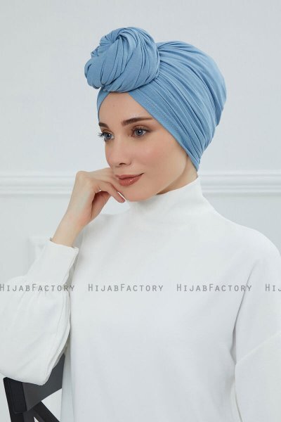 Amy - Sky Blue Katoen Turban