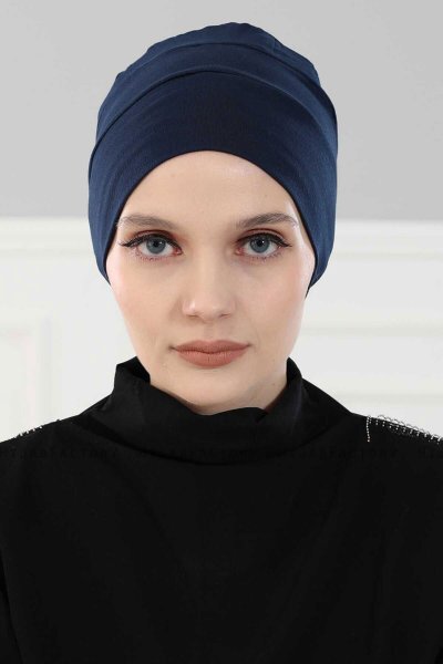 Stella - Marineblauw Katoen Turban