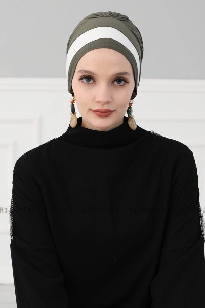 Elsa - Khaki & Creme Katoen Turban
