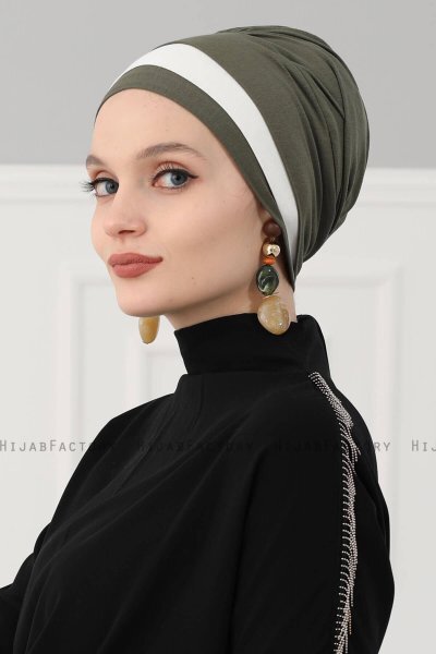 Elsa - Khaki & Creme Katoen Turban