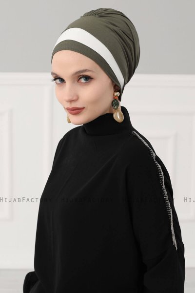 Elsa - Khaki & Creme Katoen Turban