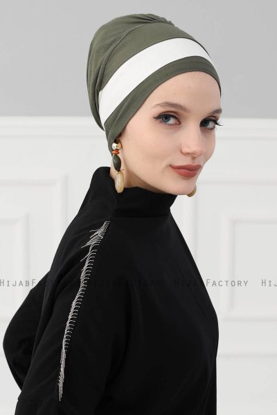 Elsa - Khaki & Creme Katoen Turban