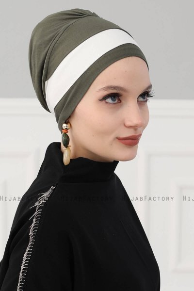 Elsa - Khaki & Creme Katoen Turban