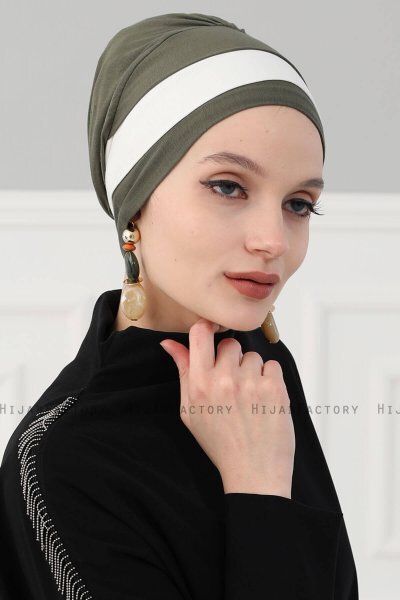 Elsa - Khaki & Creme Katoen Turban