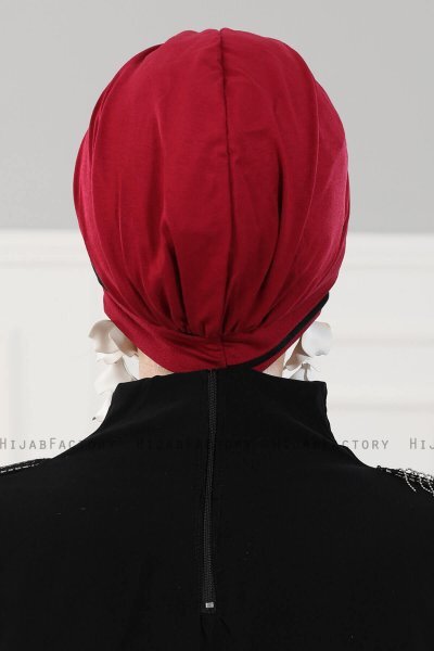 Elsa - Bordeaux & Zwart Katoen Turban