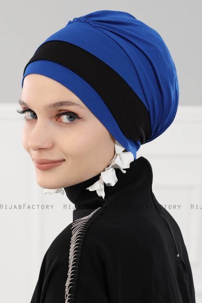 Elsa - Blauw & Zwart Katoen Turban