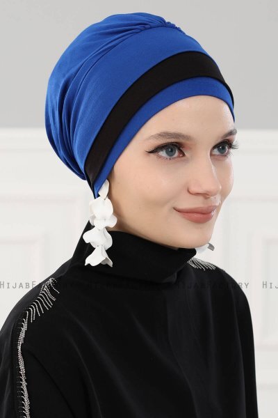 Elsa - Blauw & Zwart Katoen Turban
