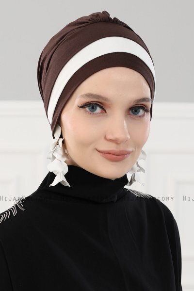 Elsa - Bruin & Creme Katoen Turban