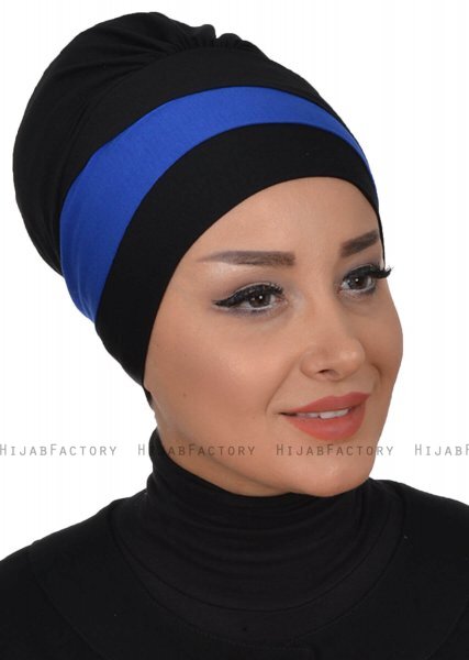 Elsa - Zwart & Blauw Katoen Turban