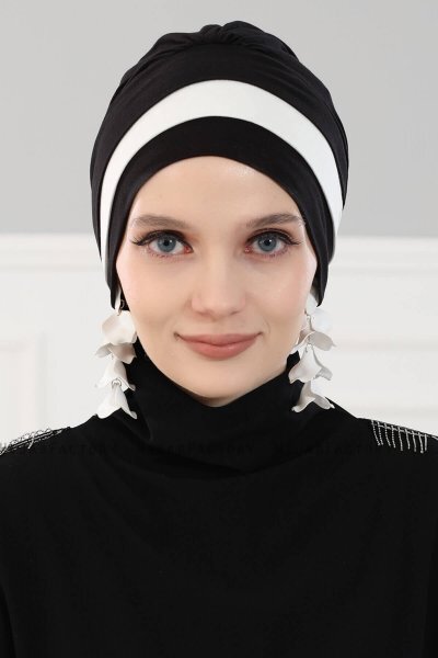 Elsa - Zwart & Creme Katoen Turban