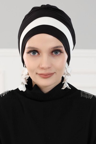 Elsa - Zwart & Creme Katoen Turban