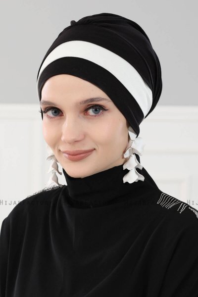 Elsa - Zwart & Creme Katoen Turban