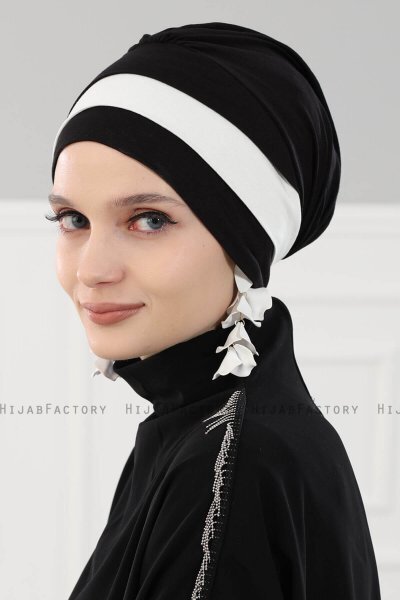 Elsa - Zwart & Creme Katoen Turban