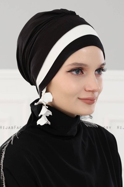 Elsa - Zwart & Creme Katoen Turban