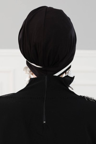 Elsa - Zwart & Creme Katoen Turban