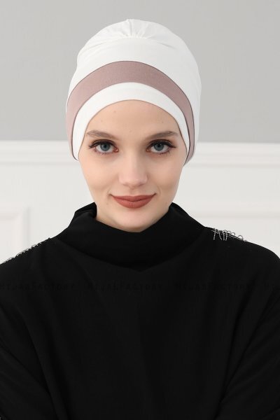 Elsa - Creme & Taupe Katoen Turban