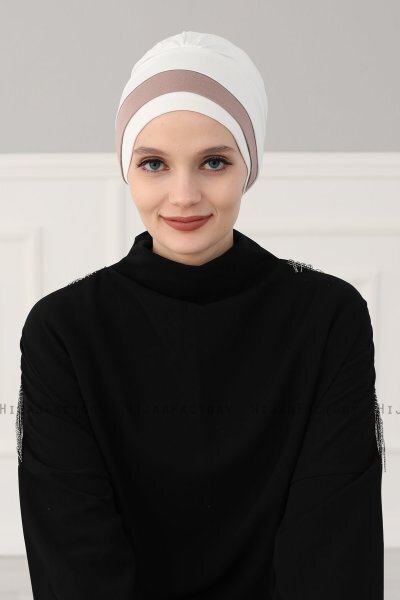 Elsa - Creme & Taupe Katoen Turban