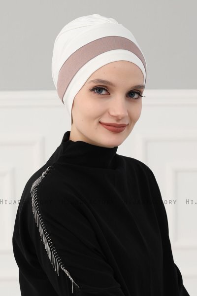 Elsa - Creme & Taupe Katoen Turban