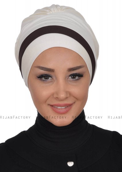 Elsa - Creme & Bruin Katoen Turban
