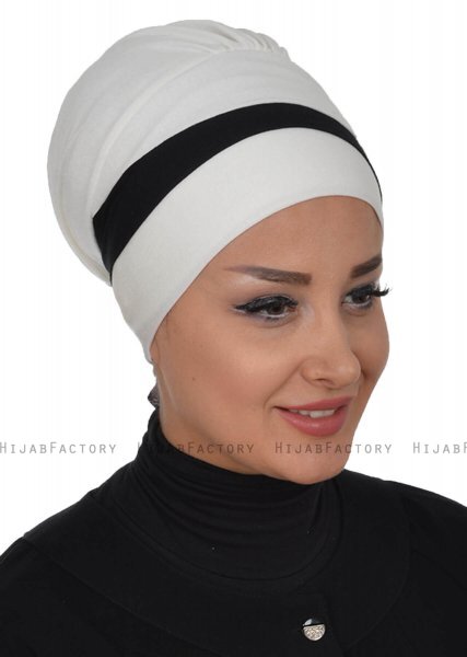 Elsa - Creme & Zwart Katoen Turban