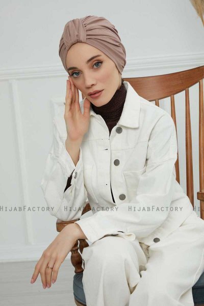 Laura - Taupe Katoen Turban