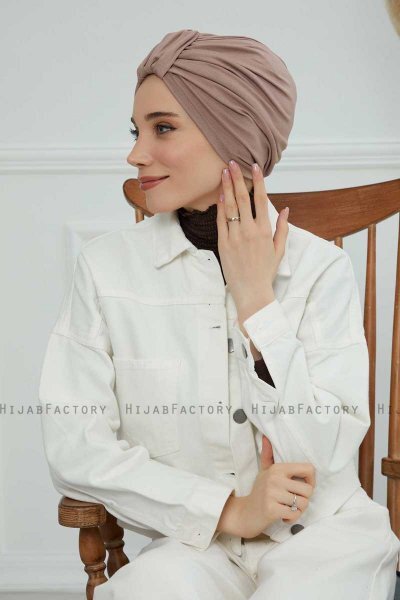 Laura - Taupe Katoen Turban