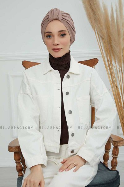Laura - Taupe Katoen Turban