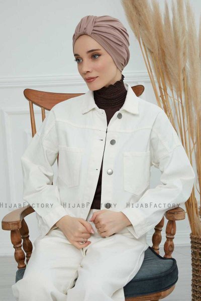 Laura - Taupe Katoen Turban