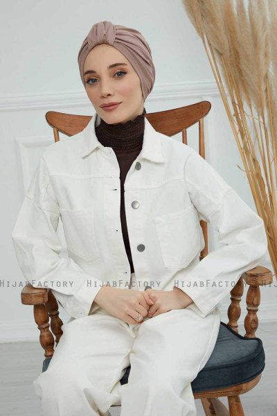 Laura - Taupe Katoen Turban