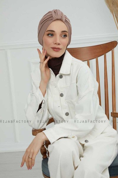 Laura - Taupe Katoen Turban