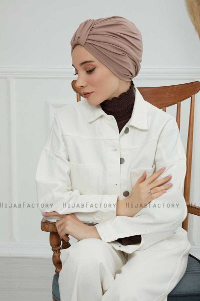 Laura - Taupe Katoen Turban
