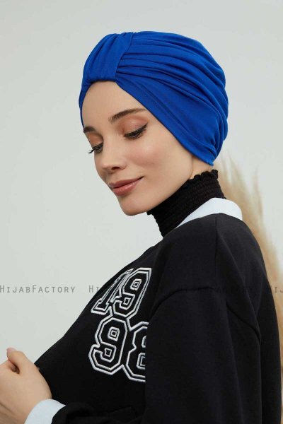Laura - Blauw Katoen Turban