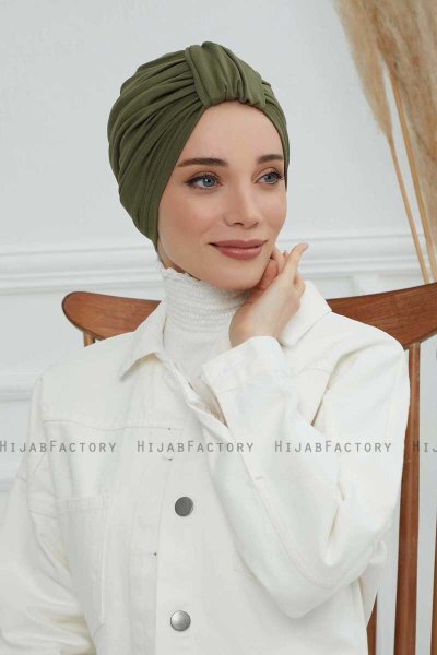 Laura - Khaki Katoen Turban