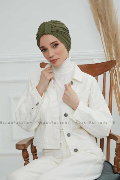 Laura - Khaki Katoen Turban