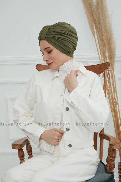 Laura - Khaki Katoen Turban